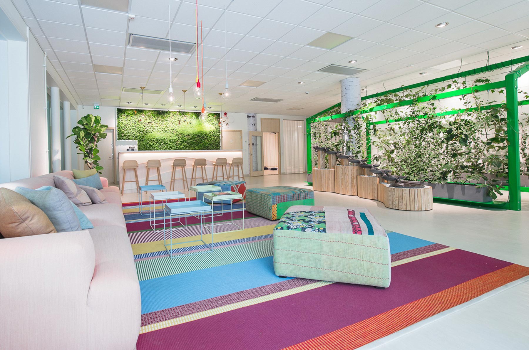 Växtinredning och en active plant screen på Holistics kontor i Norrköping