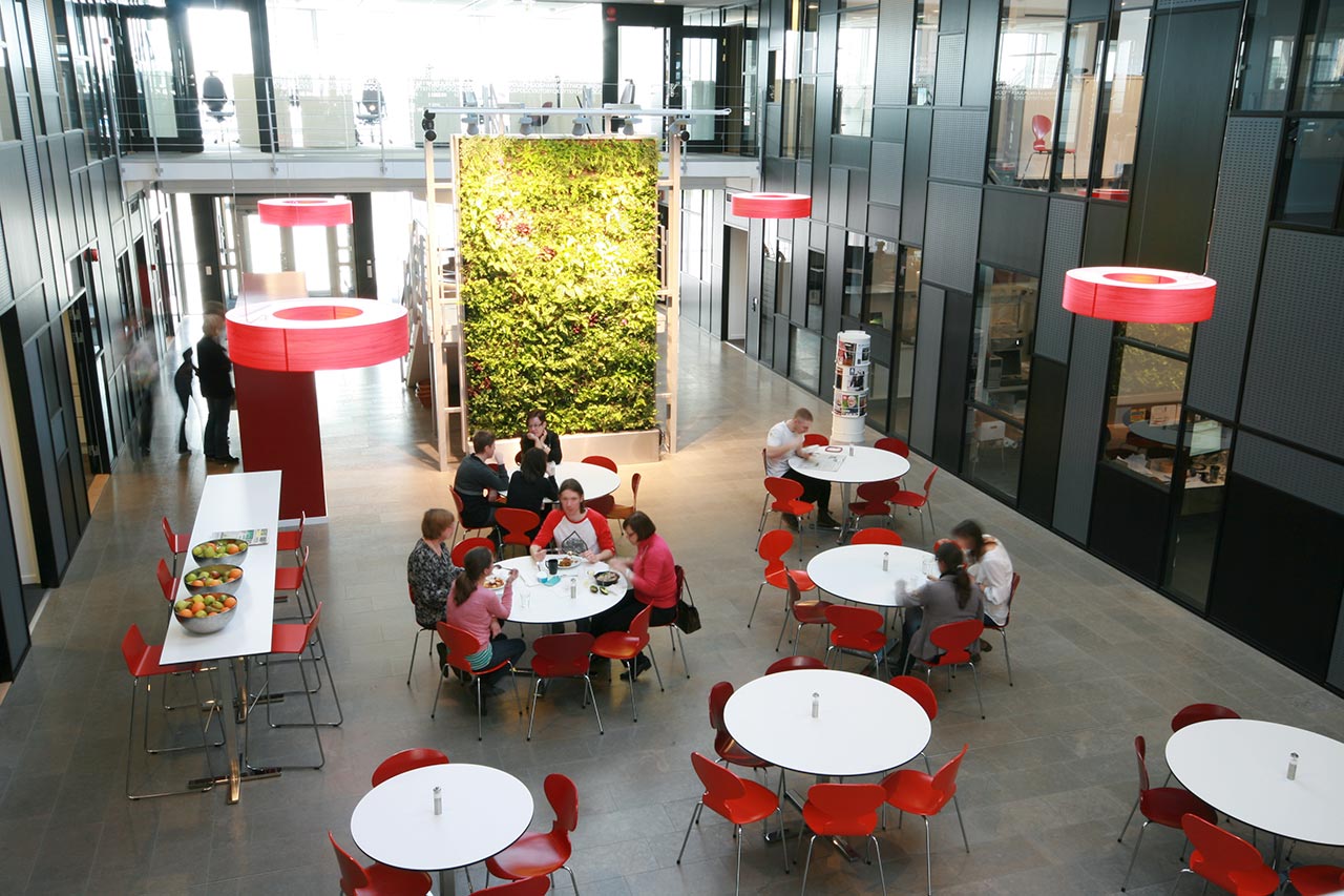 Stor växtvägg från Vertical Plants System hos studentlitteratur i Lund